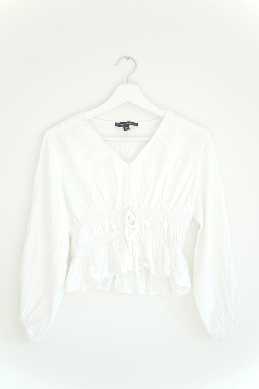 Dannii Minogue Petite White Linen Blend Blouse (6P)