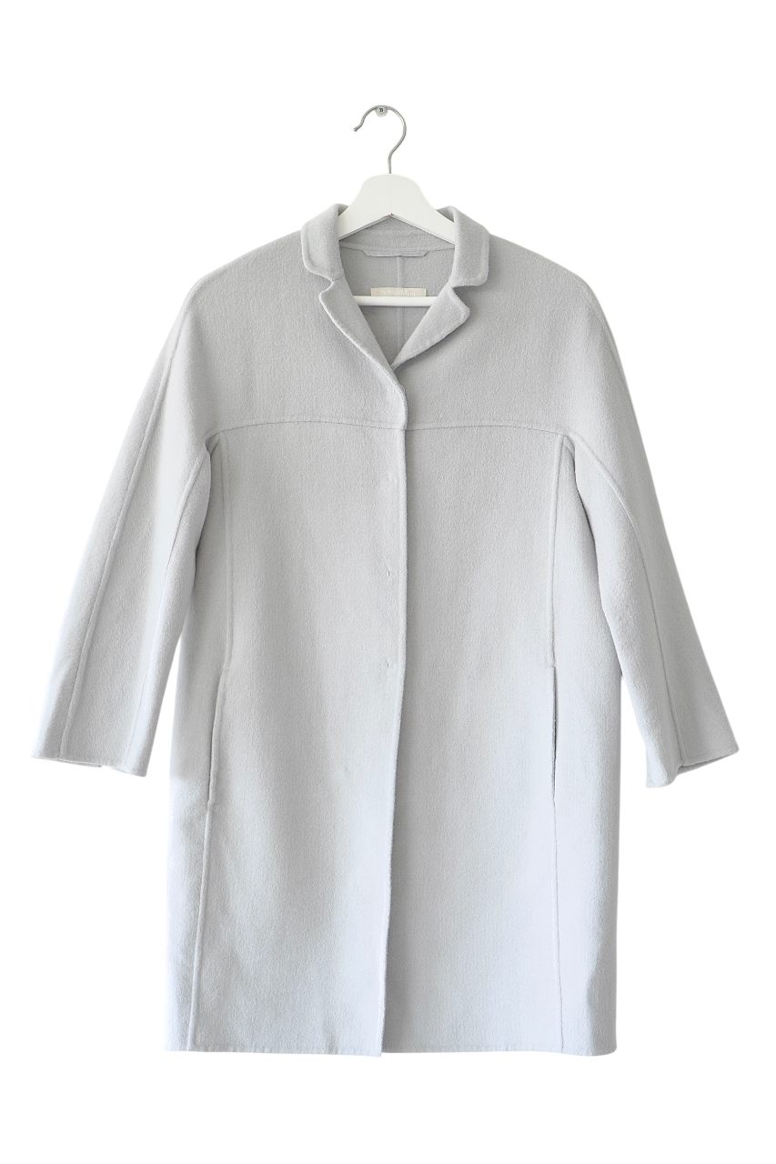 ‘S Max Mara Grey Blue Classic Single Breasted Wool Coat (6 Au)