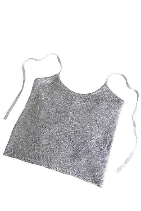 Glassons Grey Silver Sequin Sparkle Tie Halter Top (S)