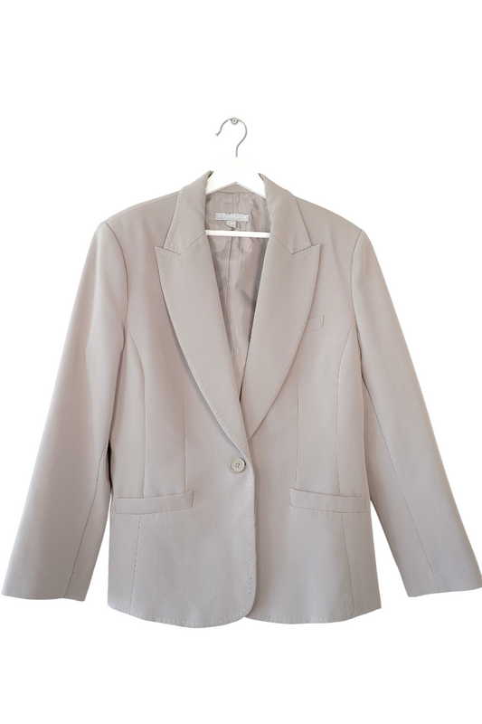 LIZ JORDAN Taupe Exposed Stitch Suit Blazer (16 Au)