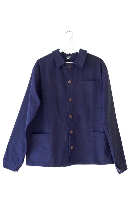 Mercador do Mundo Navy Blue Button Up Boxy Overshirt Jacket (M)