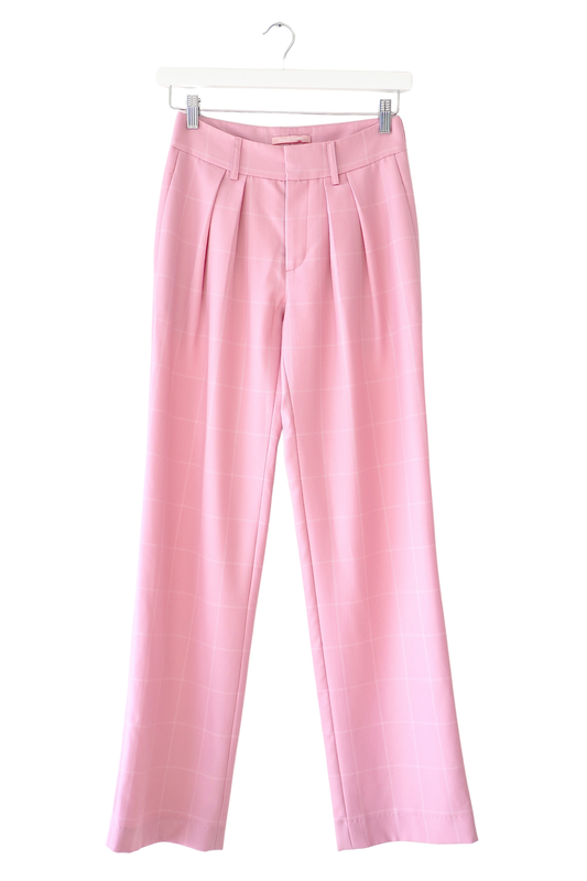 Maggie Marilyn Baby Pink Check 'Bobbi' Boyfriend Trousers (6 Au)