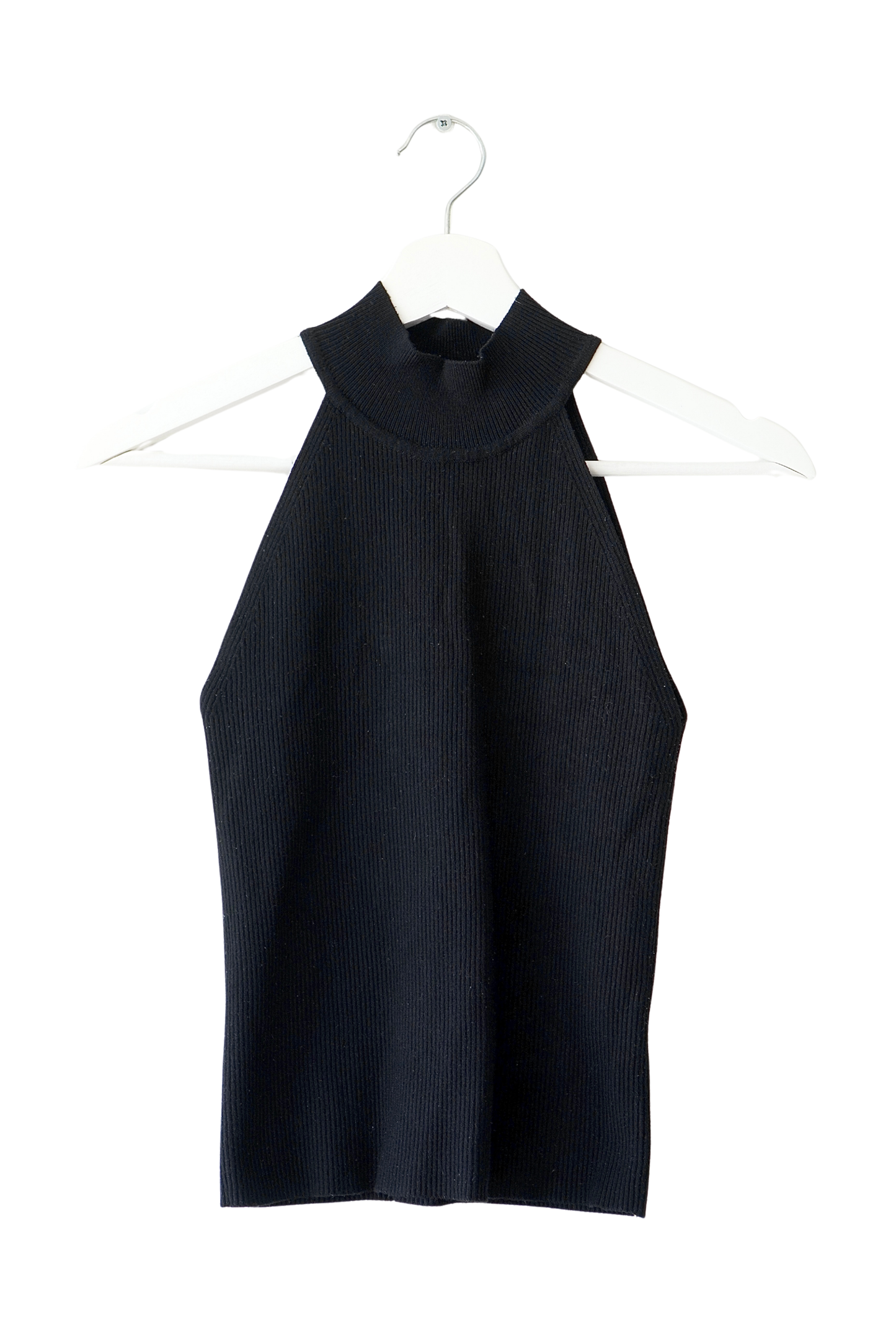 Zara Black Ribbed Halterneck Tank Top (S)