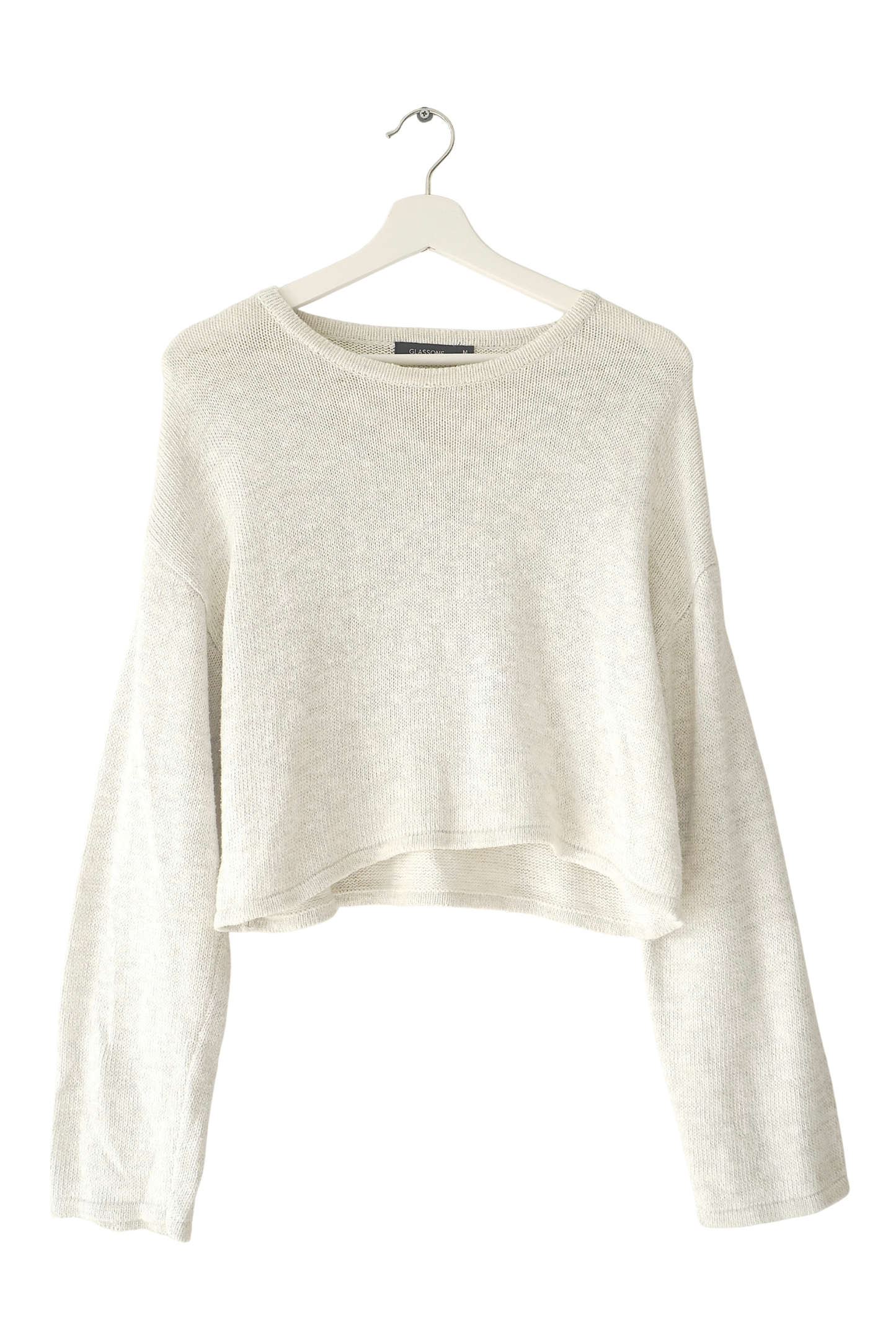 Glassons Flecked Off White Crop Relaxed Knit Jumper (M)