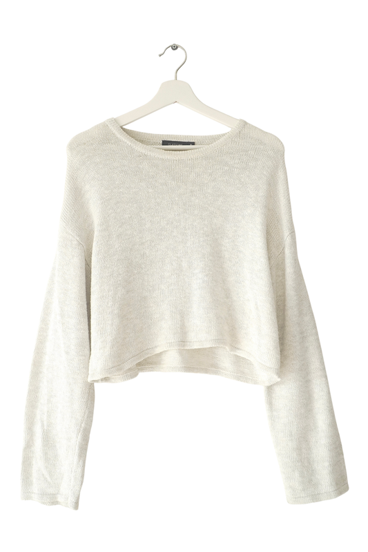 Glassons Flecked Off White Crop Relaxed Knit Jumper (M)